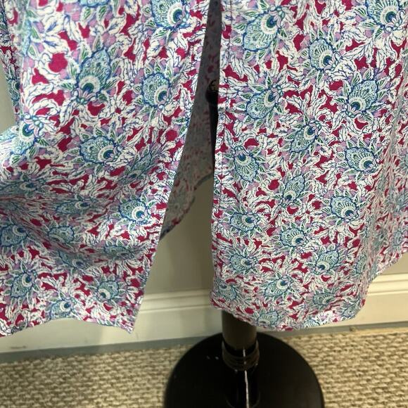 Ann Taylor Loft Skirt size Small Pink Blue Paisley Linen Midi A Line Summer - Picture 5 of 9
